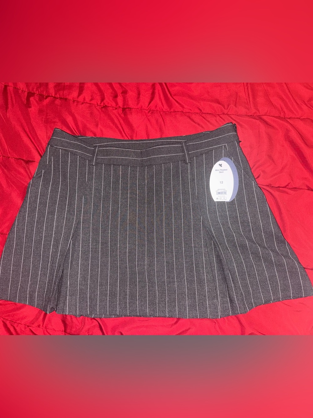 Pinstripe Mini Skirt in Charcoal Gray